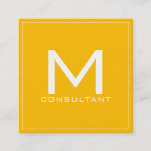 Professional Monogram Elegant Modern Amber Square Business Card