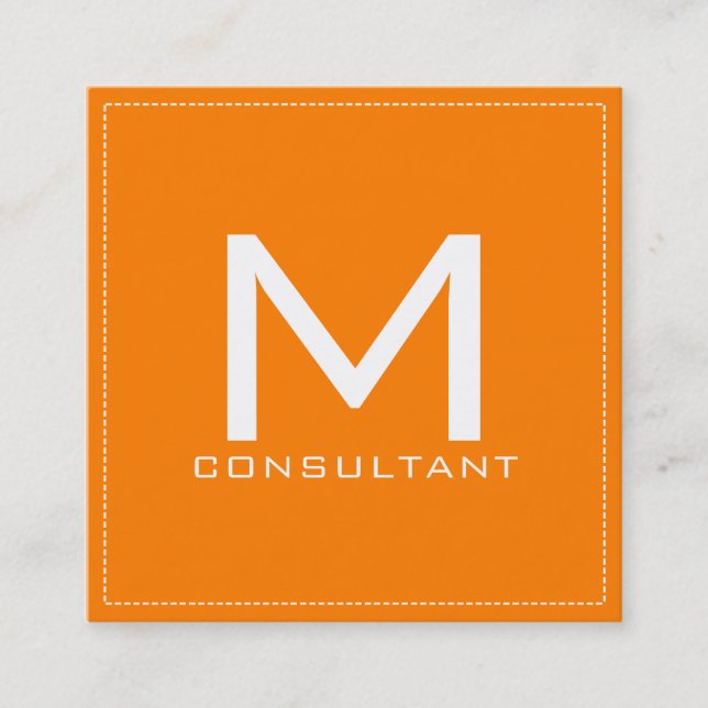Professional Monogram Elegant Modern Amber Square Business Card (Front)