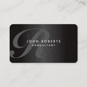 Professional Monogram Elegant Modern Brushed Metal Business Card