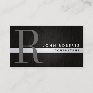 Professional Monogram Elegant Modern Brushed Metal Business Card