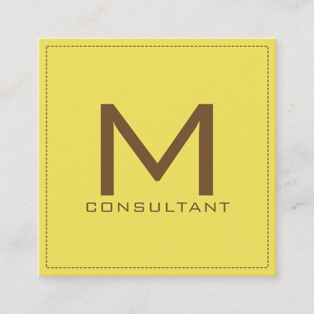 Professional Monogram Elegant Modern Corn Square Business Card (Front)