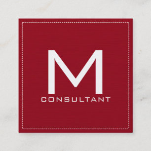 Professional Monogram Elegant Modern Dark Red Square Business Card