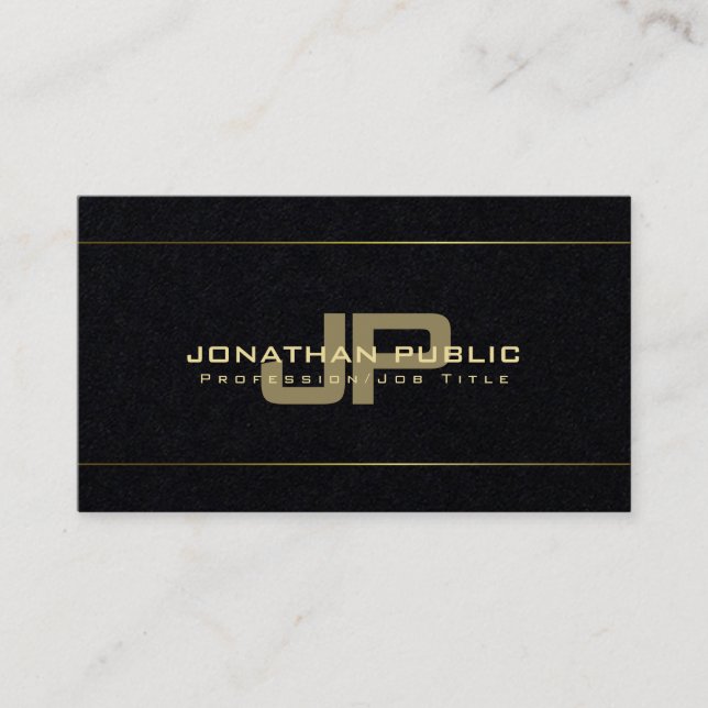 Professional Monogram Glamourous Plain Luxury Business Card (Front)