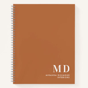 Professional Monogram Initial Burnt Orange Notebook