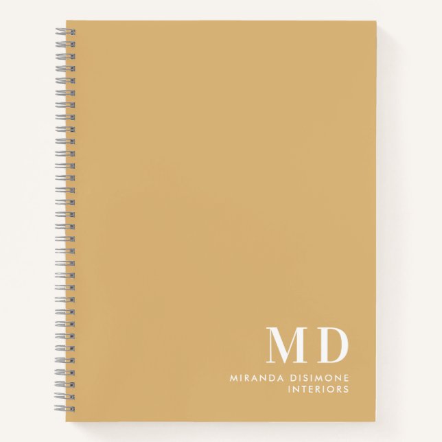Professional Monogram Initials Beige Notebook (Front)