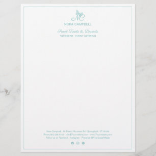 Professional Monogram Instagram Turquoise Border Custom Letterhead