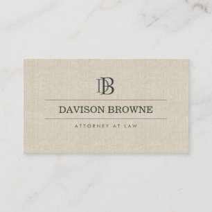 Professional Monogram Linen Look Business Card