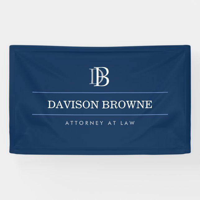 Professional Monogram Logo Blue Banner (Horizontal)