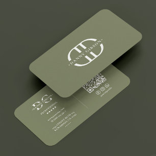 Professional Monogram Logo D Elegant Sage  Business Card