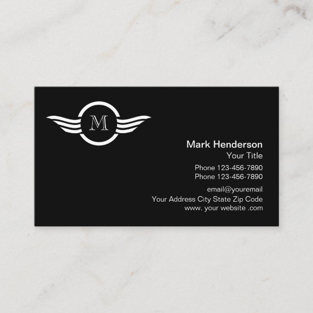Professional Monogram Logo Design Business Card (Front)