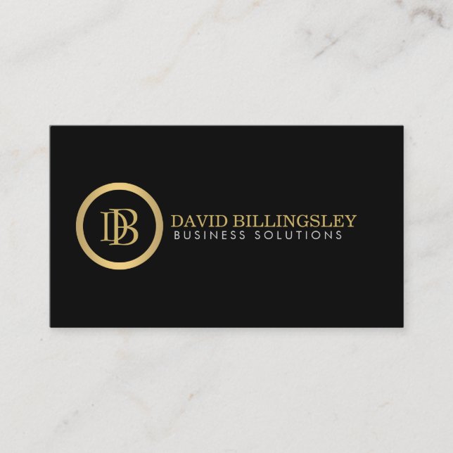 Professional Monogram Logo in Faux Gold II Business Card (Front)