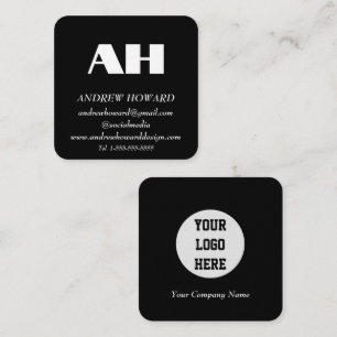 Professional Monogram Logo Masculine Black Square Business Card