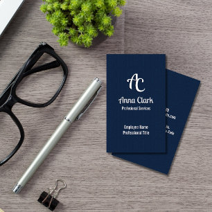 Professional Monogram Logo Navy Blue Textured Business Card