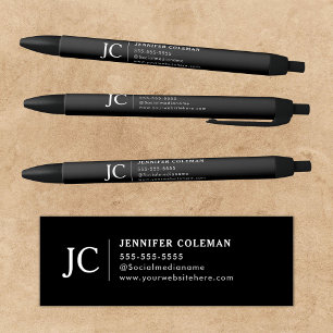 Professional Monogram Minimal Logo Promotional Black Ink Pen