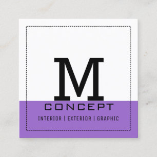Professional Monogram Modern Amethyst Square Business Card