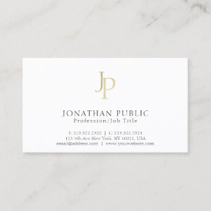 Professional Monogram Modern Classy White Business Card