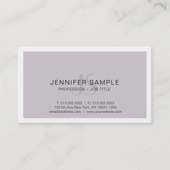 Professional Monogram Modern Simple Chic Graphic Business Card (Front)