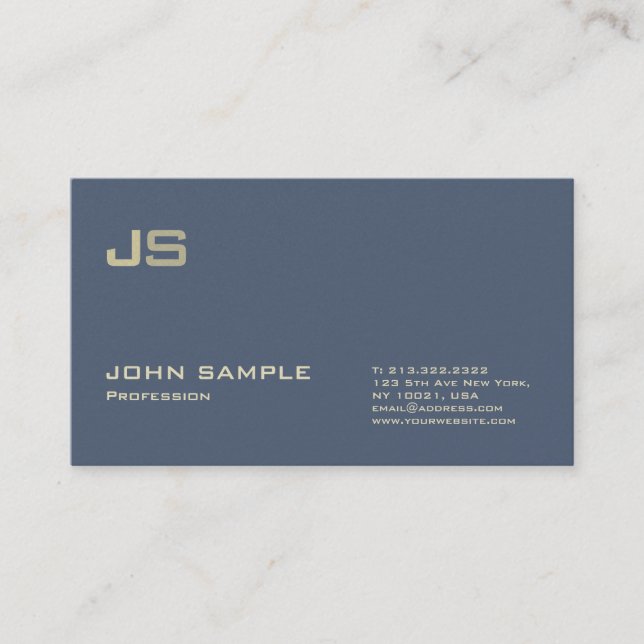 Professional Monogram Premium Pearl Finish Modern Business Card (Front)