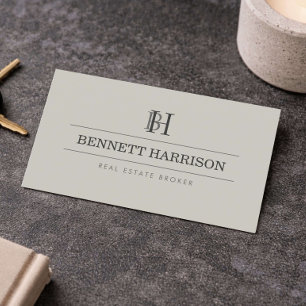 Professional Monogram Realtor Real Estate Taupe Business Card