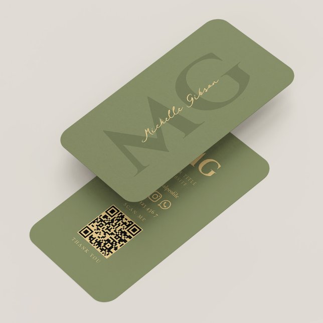 Professional Monogram Sage Modern Aesthetic  Business Card (Professional Monogram Sage Modern Aesthetic Business Card
)