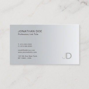 Professional Monogram Silver Minimalist Template Business Card