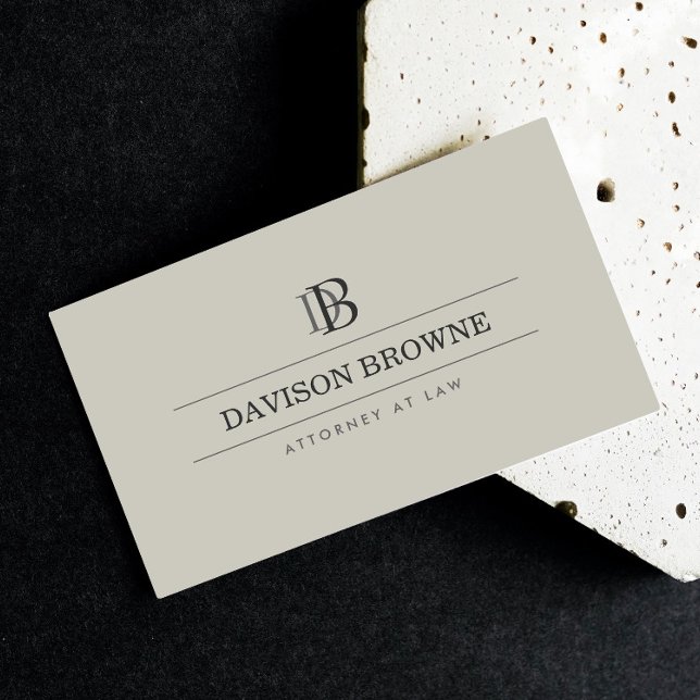 Professional Monogram Taupe Business Card (Creator Uploaded)