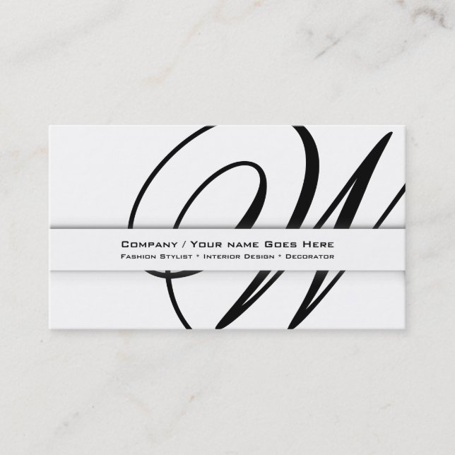 Professional monogram "W" business CUSTOM Business Card (Front)