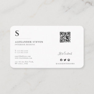 Professional Monogrammed Black and White Business Card