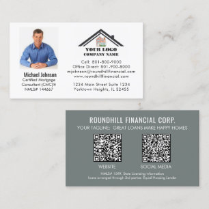 Professional Mortgage Photo Logo QR Code Business Card