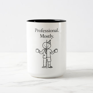 Professional. Mostly. – Funny Office Humor Coffee Two-Tone Coffee Mug