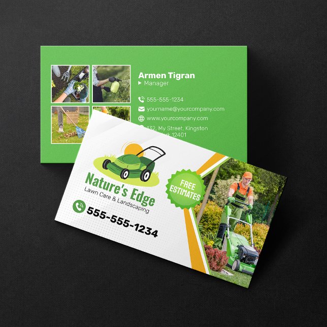 Professional Mowing Lawn Care Landscaping Service Business Card (Creator Uploaded)