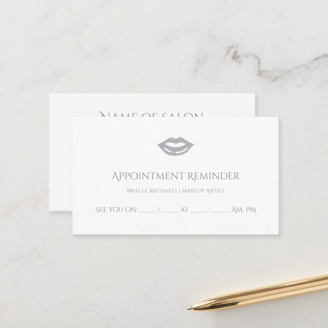 Professional MUA Makeup Artist Lips Appointment Card (Front/Back In Situ)