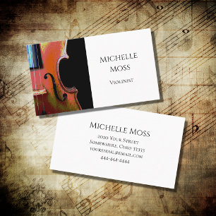 Professional Musician Elegant Violin Musical  Business Card