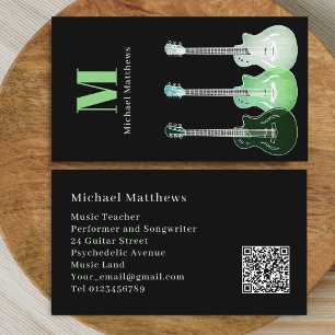 Professional Musician Guitar Music Teacher QR Code Business Card