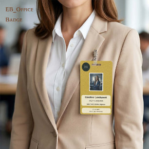 Professional Mustard Gold Leather Custom ID  Badge