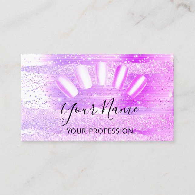 Professional Nail Artist Manicure Glitter Strokes Business Card (Front)