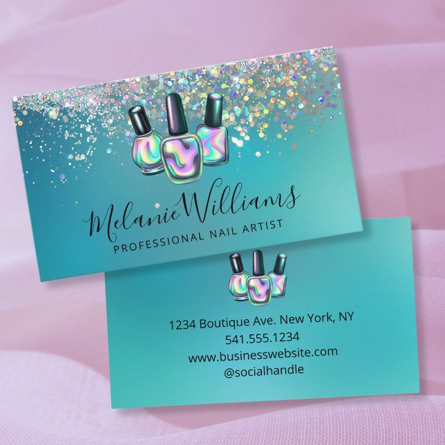 Professional Nail Artist Manicure Sparkle   Business Card (Creator Uploaded)