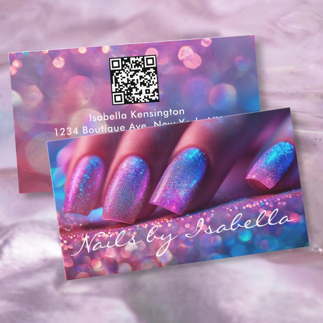 Professional Nail Artist Salon Manicure OR Code   Business Card (Creator Uploaded)