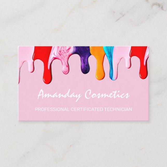 Professional Nail Artist Technician Ocean Pink Business Card (Front)