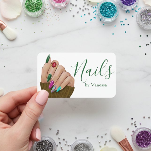 Professional Nail Salon Modern Nail Technician Business Card (Creator Uploaded)