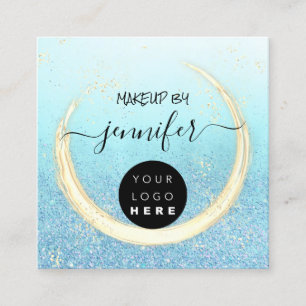 Professional  Nails Beauty Blue Gold Glitter Square Business Card
