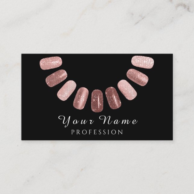 Professional Nails Salon Manicurist Rose Black Business Card (Front)