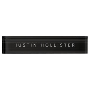 Professional Name Black with White Text Nameplate