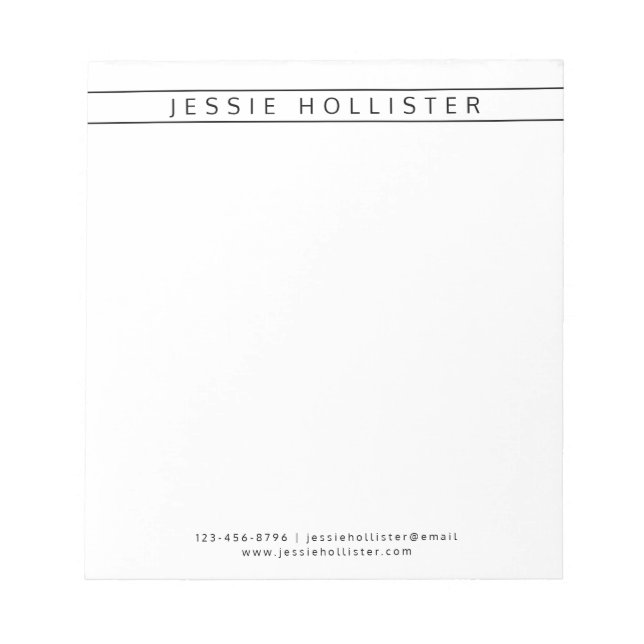 Professional Name & Info Notepad (Front)