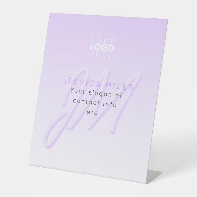 Professional Name & Slogan Template | Light Purple Pedestal Sign (Front)