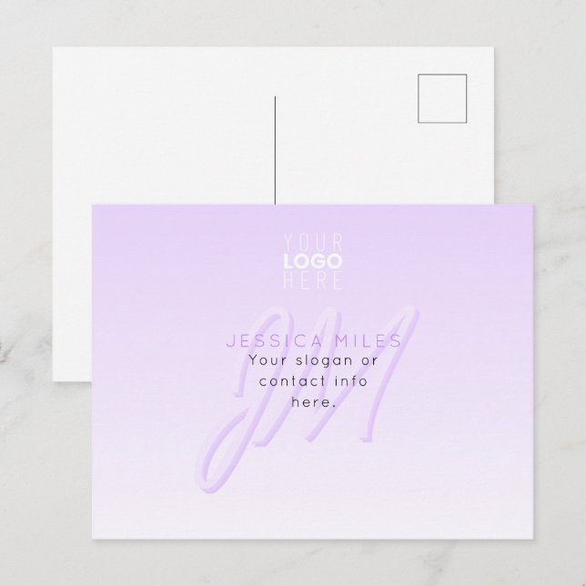Professional Name & Slogan Template | Light Purple Postcard (Front/Back)
