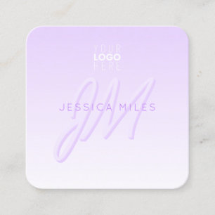 Professional Name & Slogan Template Light Purple Square Business Card