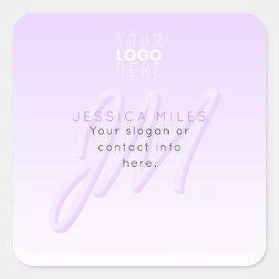 Professional Name & Slogan Template Light Purple Square Sticker