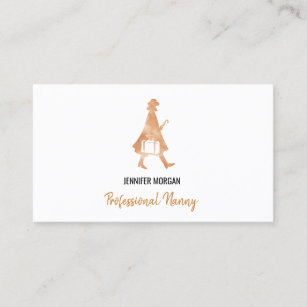 Professional Nanny Rose Gold Silhouette Babysitter Business Card