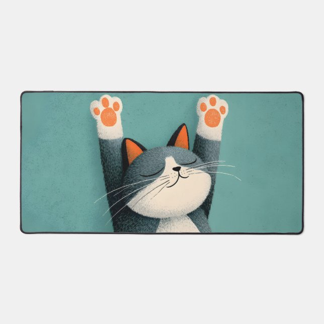 Professional Nap Taker Funny Sleeping Cat Desk Mat (Front)
